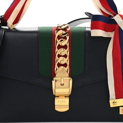 Gucci Vitello Fontanella Web Small Sylvie Shoulder Bag Blue Agata 9 of 12
