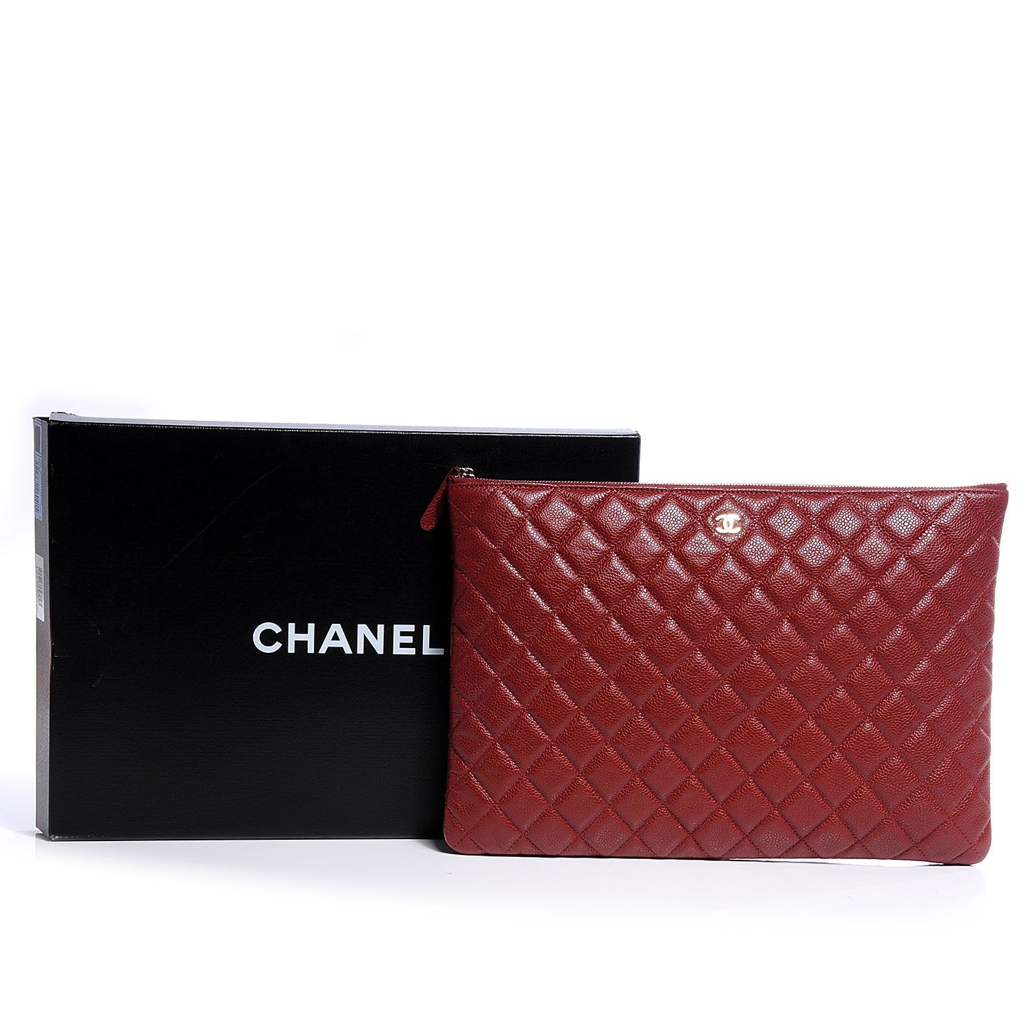 Chanel Caviar Large Cosmetic Case Rouge 5 of 9