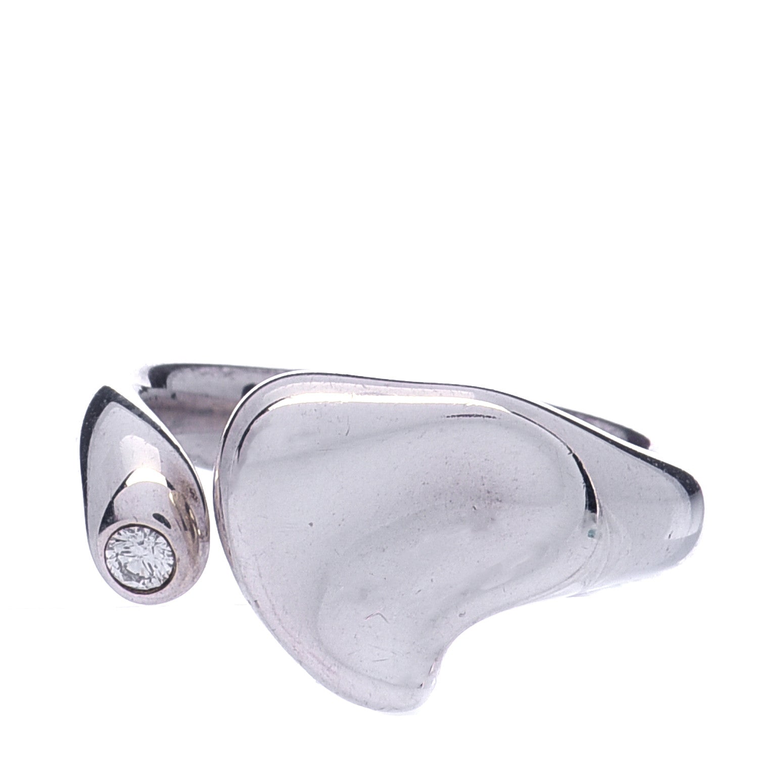 Tiffany Sterling Silver Diamond Elsa Peretti Full Heart Ring 56 7.5 1 of 5