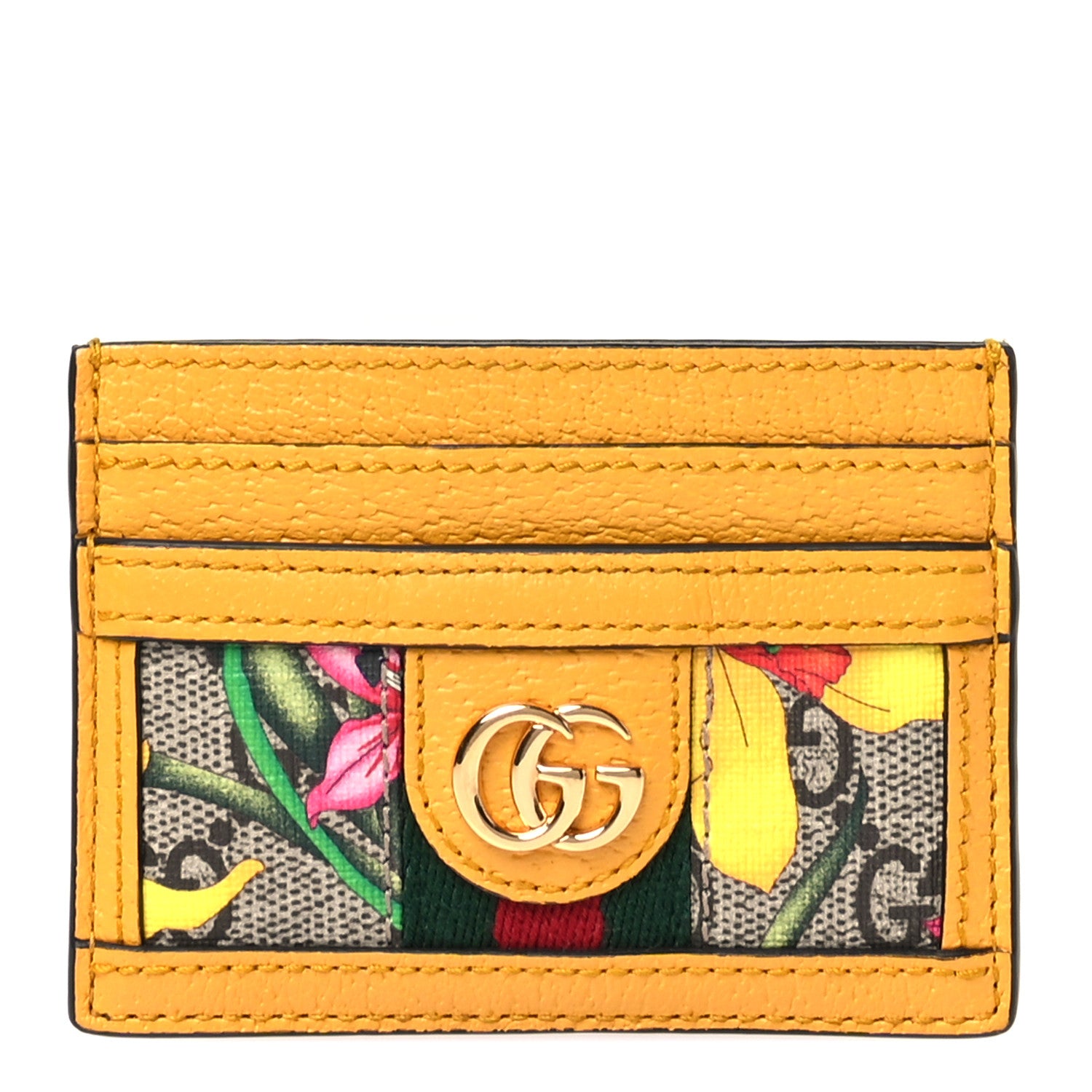 Gucci GG Supreme Monogram Flora Web Ophidia Card Holder Beige Multicolor Crop 1 of 6