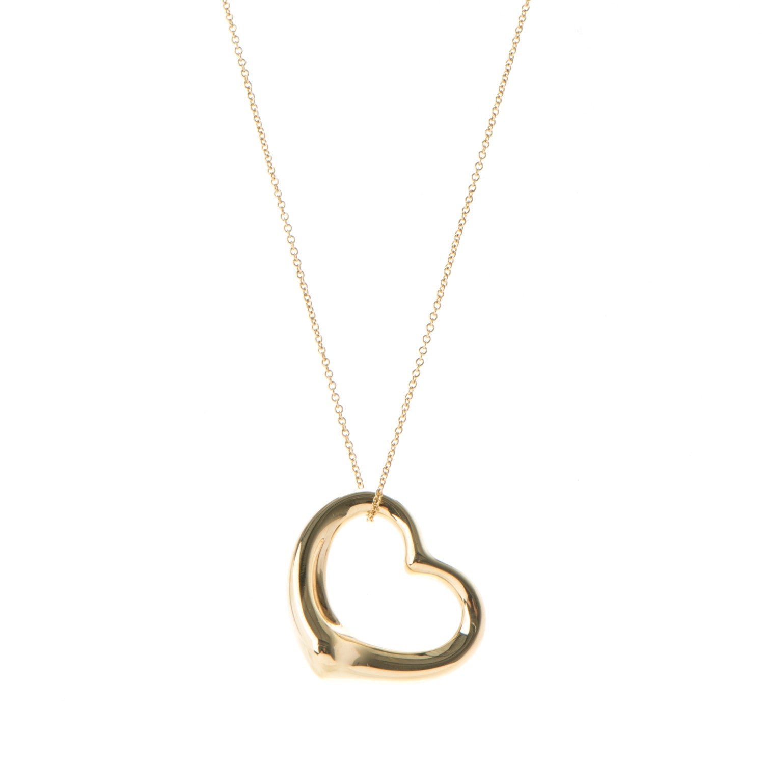 Tiffany 18K Yellow Gold Elsa Peretti Medium Open Heart Pendant Necklace 1 of 7