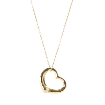 Tiffany 18K Yellow Gold Elsa Peretti Medium Open Heart Pendant Necklace 1 of 7