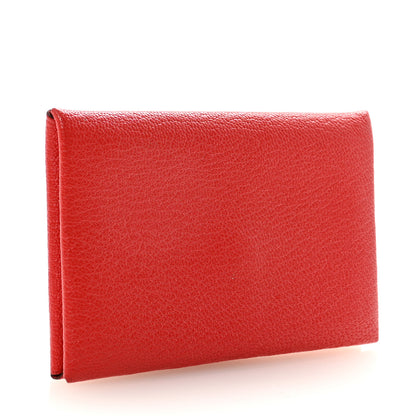 Hermes Chevre Mysore Calvi Card Case Rouge Tomate 3 of 7