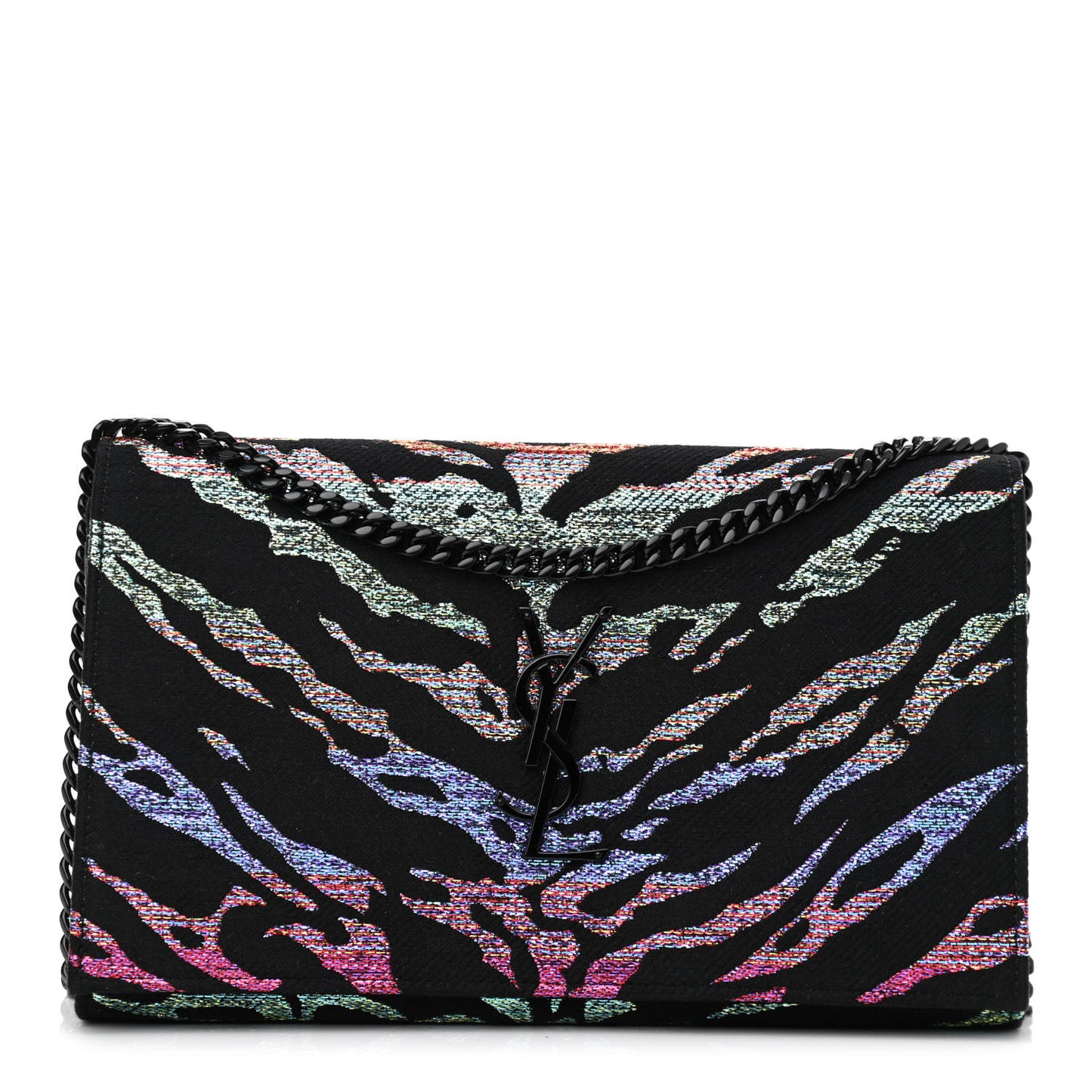 Tiger Burnout Monogram Chain Wallet Multicolor