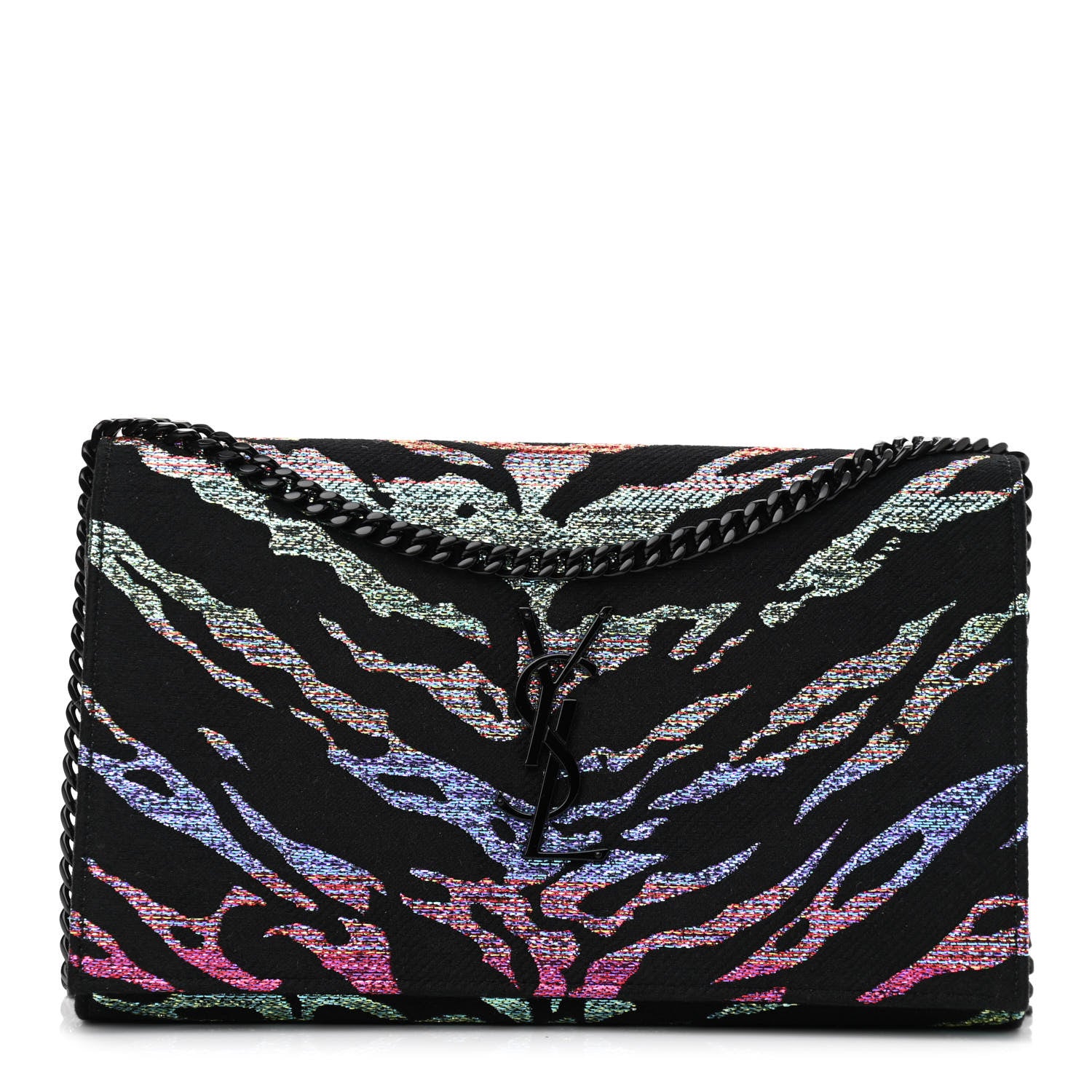 Saint Laurent Tiger Burnout Monogram Chain Wallet Multicolor 1 of 12