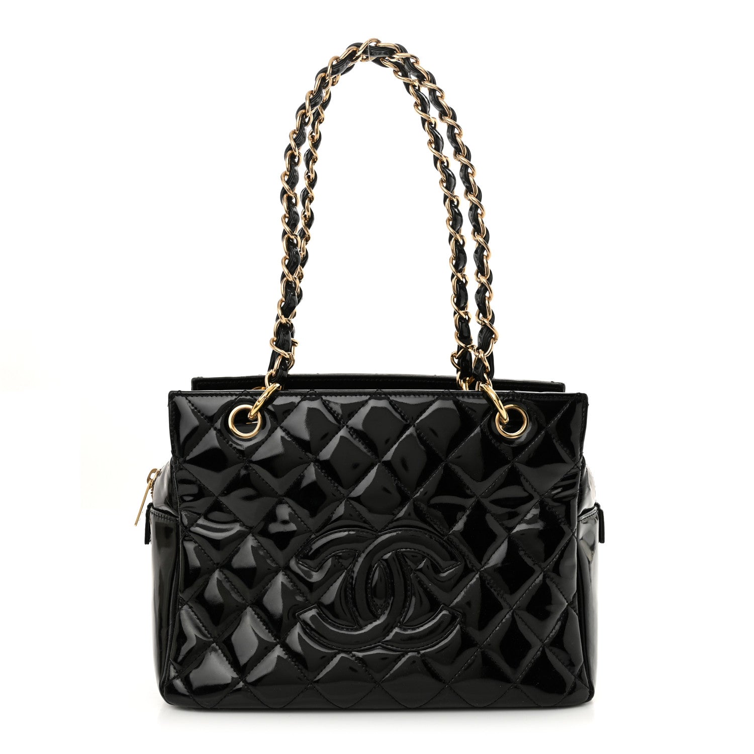 Chanel Patent Quilted Petit Timeless Tote PTT Black 1 of 11