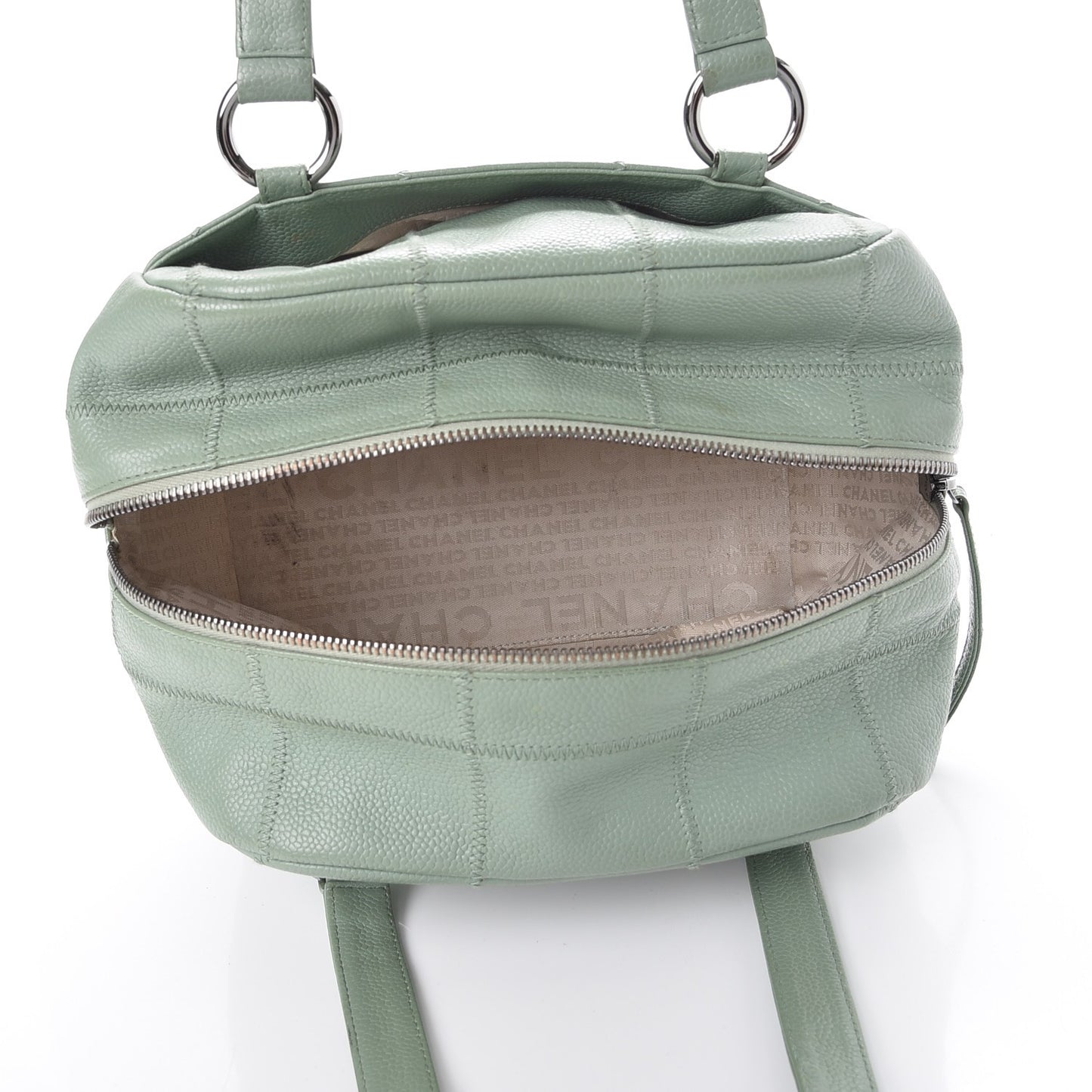 Caviar Square Stitched Tote Green