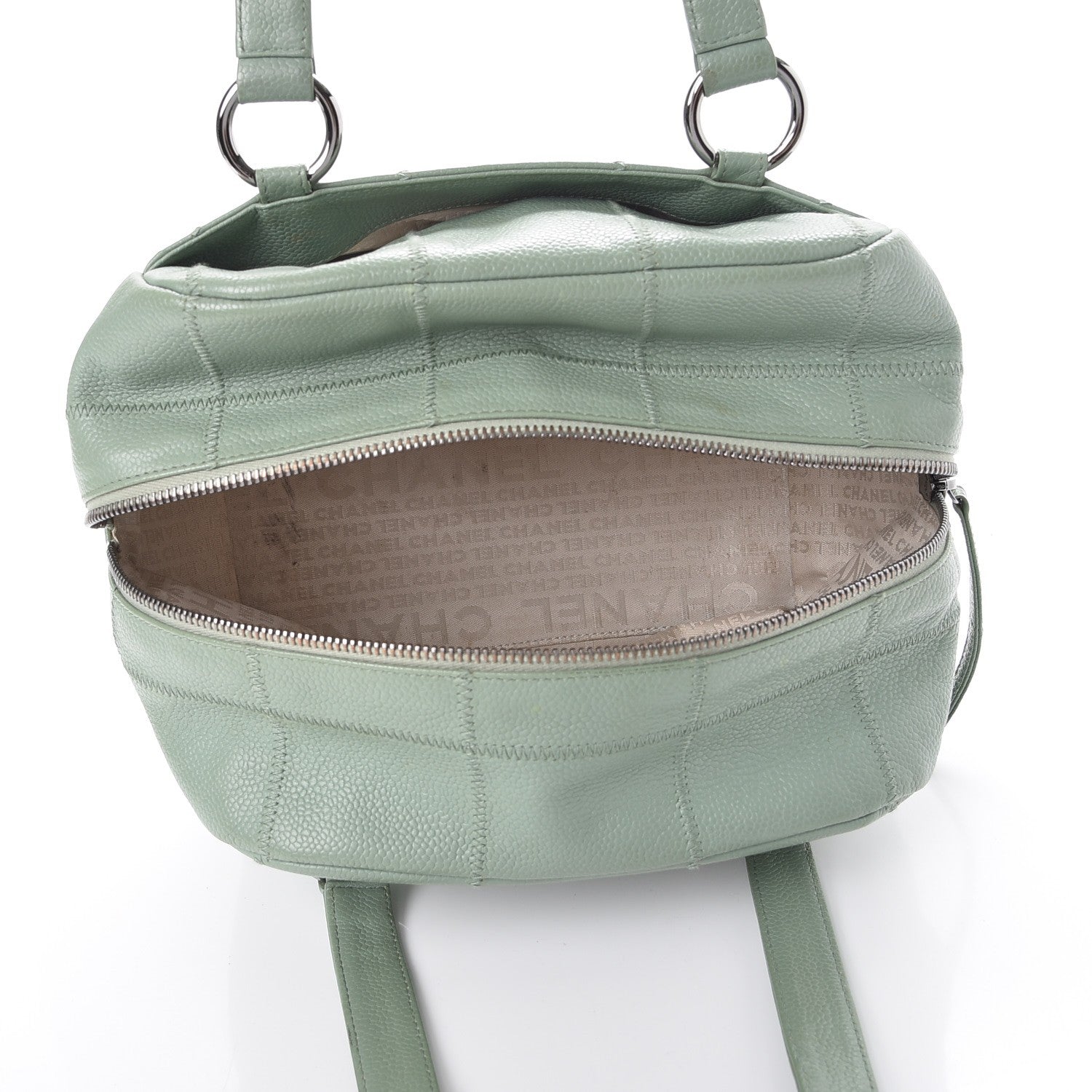 Chanel Caviar Square Stitched Tote Green 5 of 10