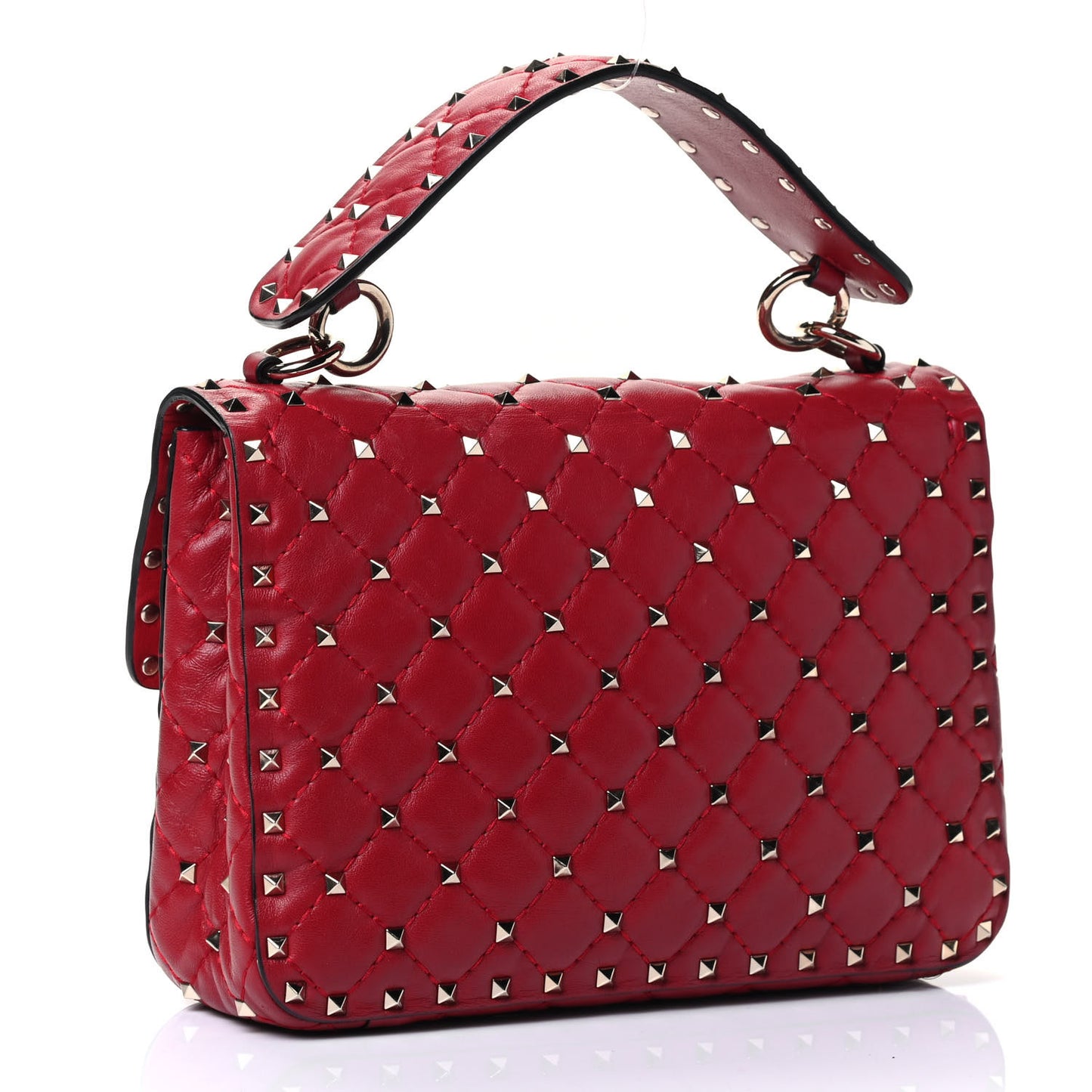 Nappa Medium Rockstud Spike Shoulder Bag Rosso Valentino