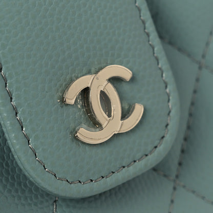 Chanel Caviar Quilted Phone Holder Wallet on Removable Chain Light Blue 18 of 18
