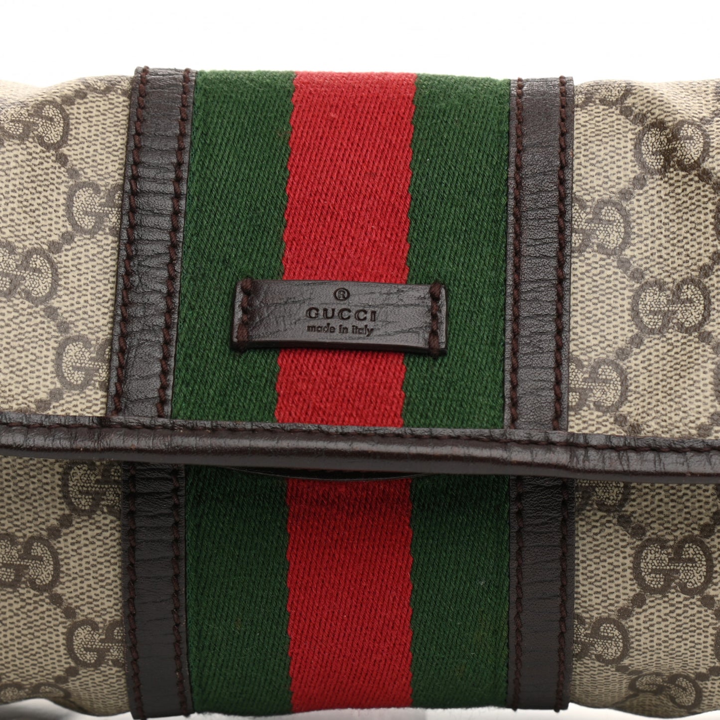 GG Monogram Plus Web Belt Bag Dark Brown