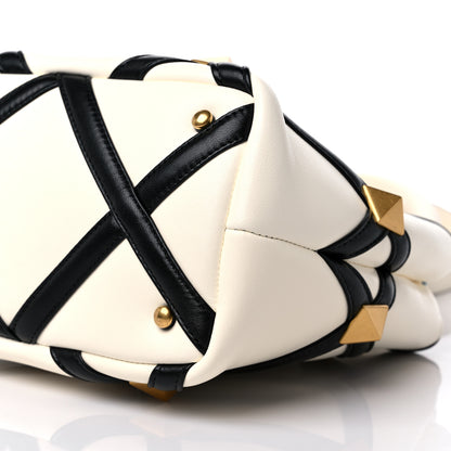Valentino Garavani Nappa Small Roman Stud The Handle Bag Ivory Black 9 of 9