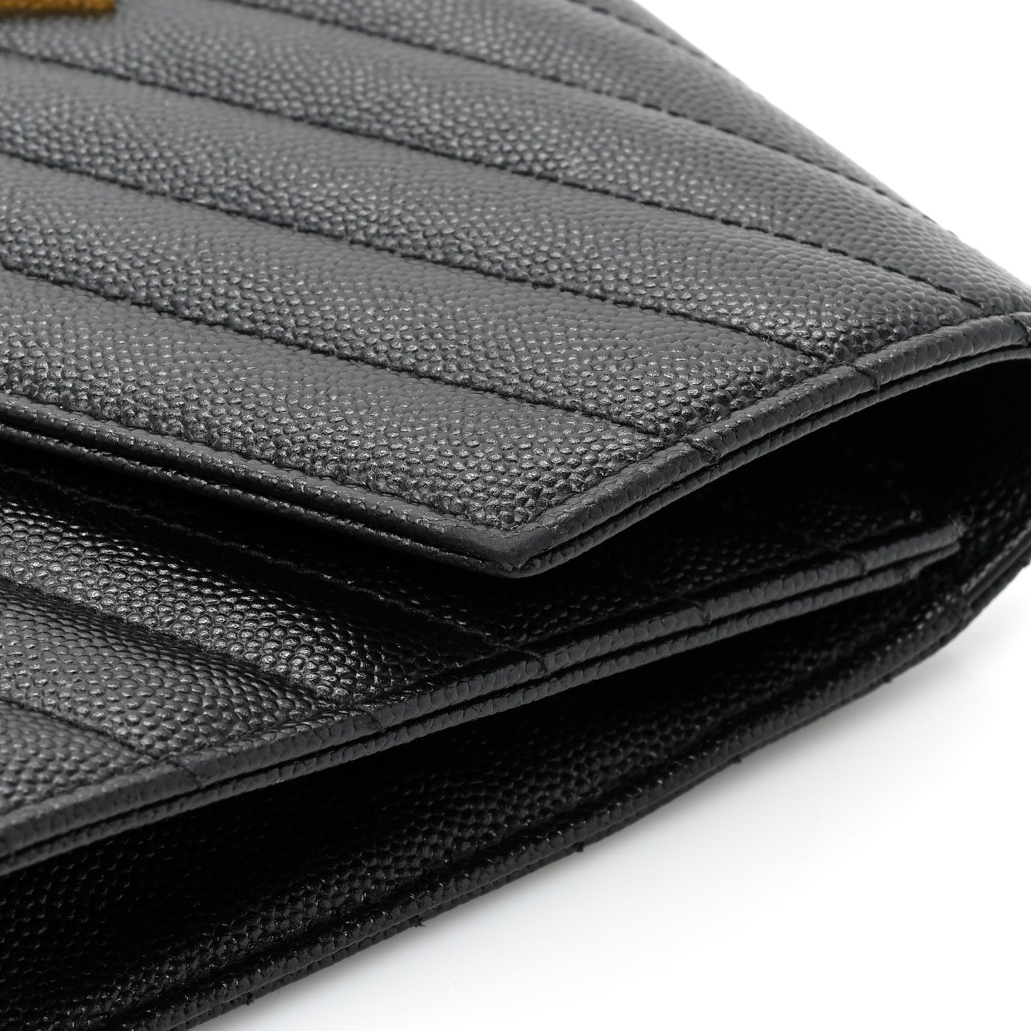 Grain De Poudre Matelasse Chevron Monogram Envelope Clutch Black