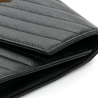 Saint Laurent Grain De Poudre Matelasse Chevron Monogram Envelope Clutch Black 11 of 15