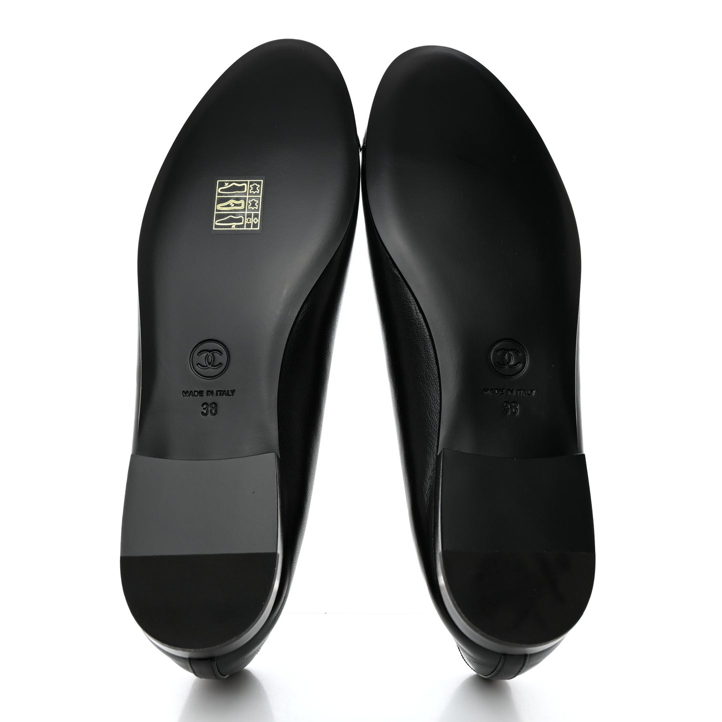 Lambskin Patent Cap Toe Ballerina Flats 38 Black