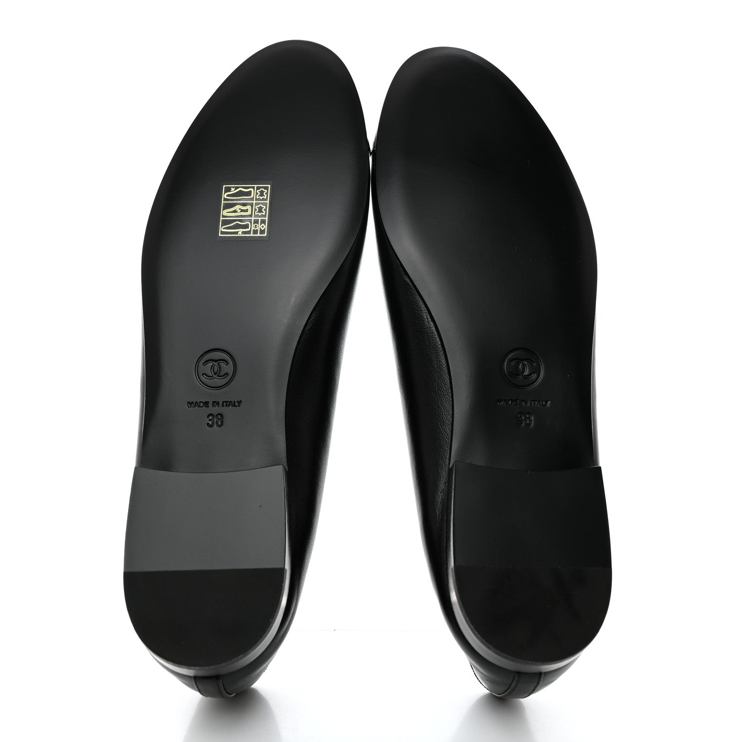 Chanel Lambskin Patent Cap Toe Ballerina Flats 38 Black 5 of 9