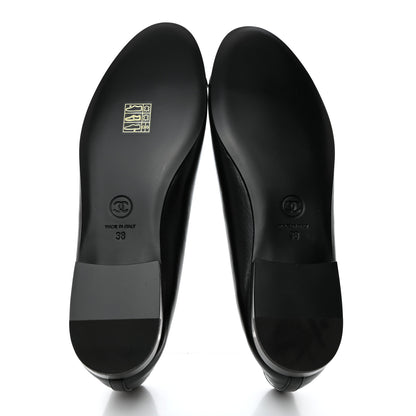 Chanel Lambskin Patent Cap Toe Ballerina Flats 38 Black 5 of 9