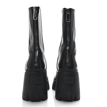 Miu Miu Calfskin Zip Lug Sole Boots 35 Black 6 of 9