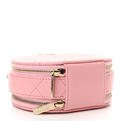 Chanel Caviar Quilted Round Handle With Care Vanity With Chain Pink 4 of 12