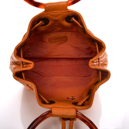 Chanel Lambskin Tortoise Drawstring Tote Orange 5 of 14