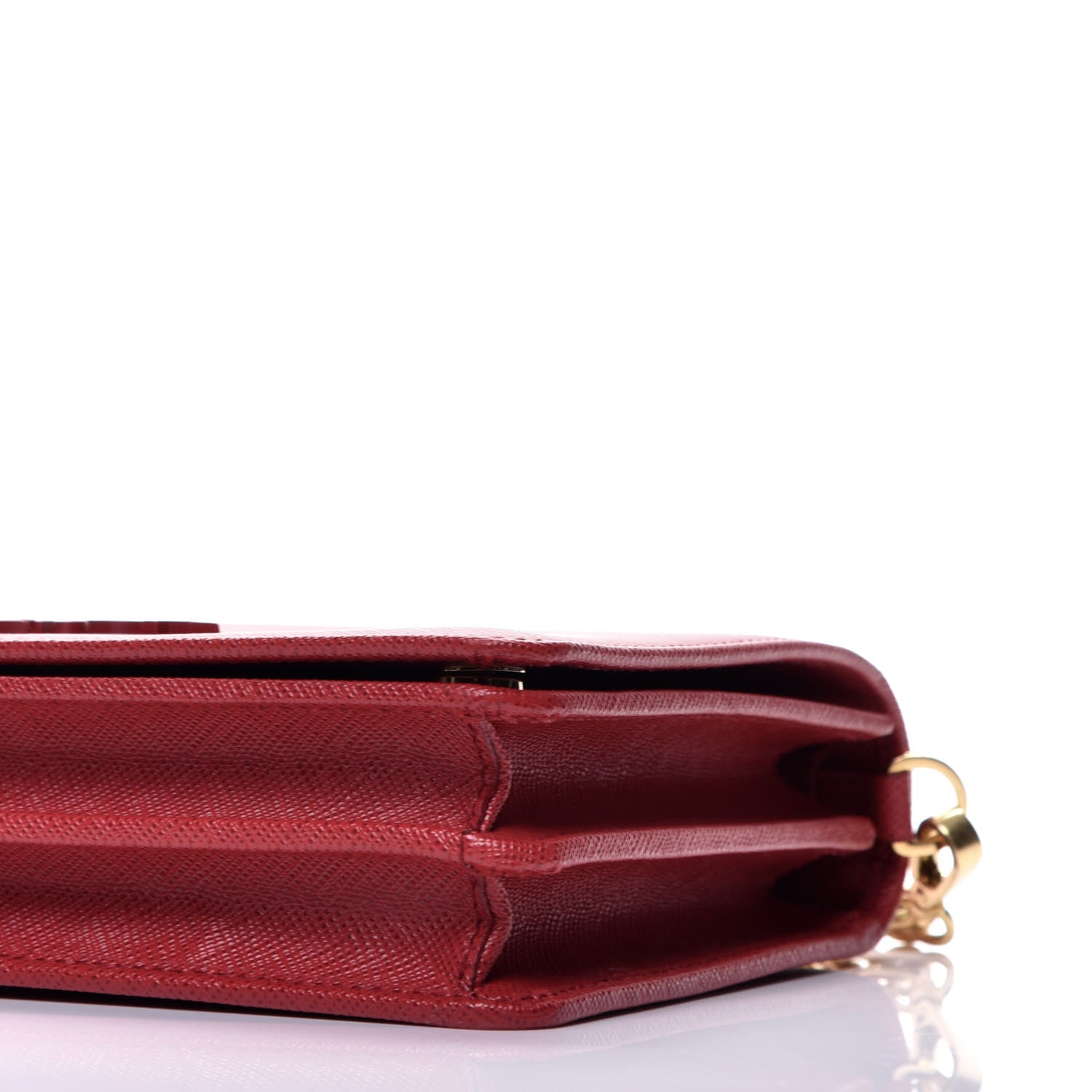Prada Saffiano Lux Monochrome Chain Wallet Fuoco 8 of 8