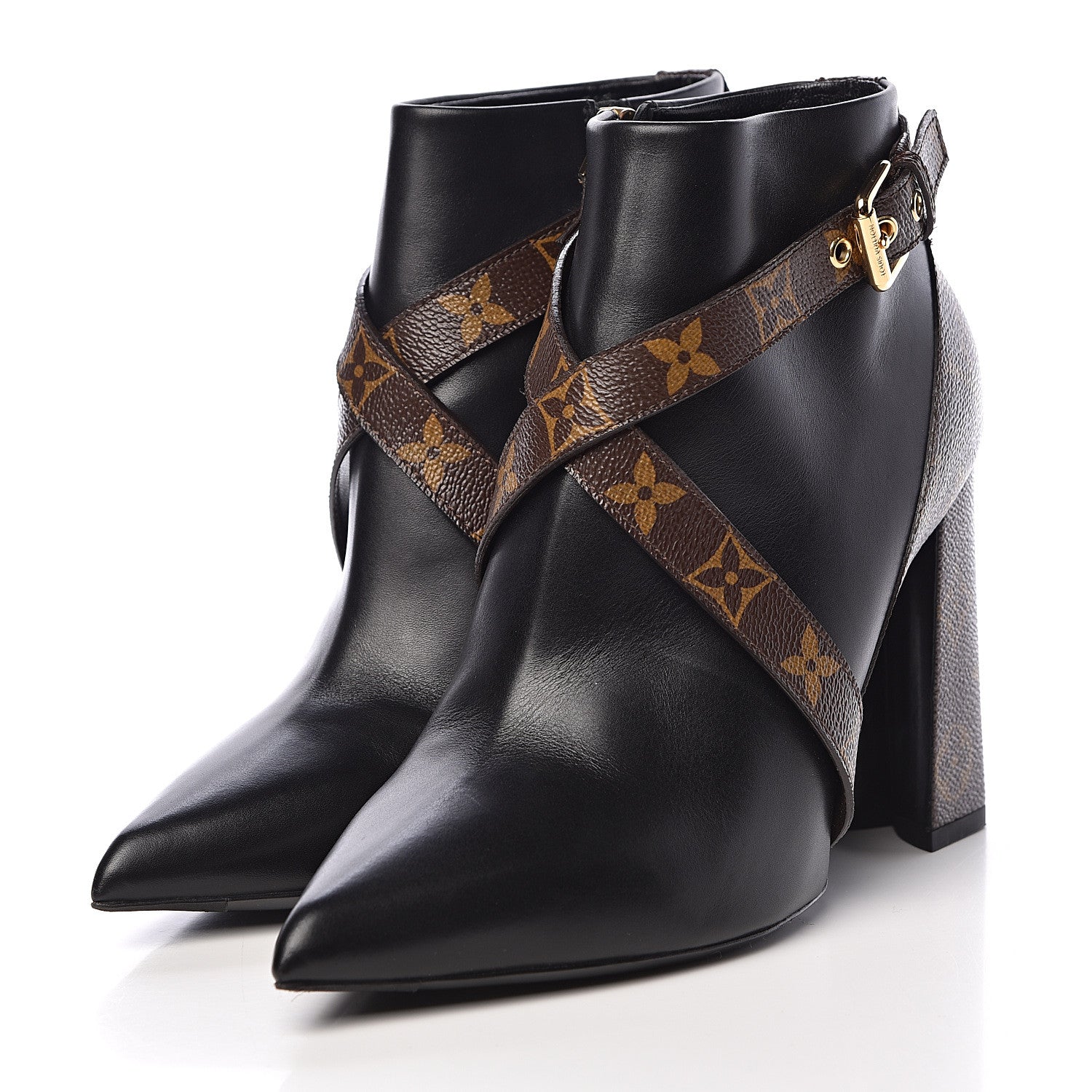 Louis Vuitton Calfskin Patent Monogram Matchmake Low Boots 39 3 of 11