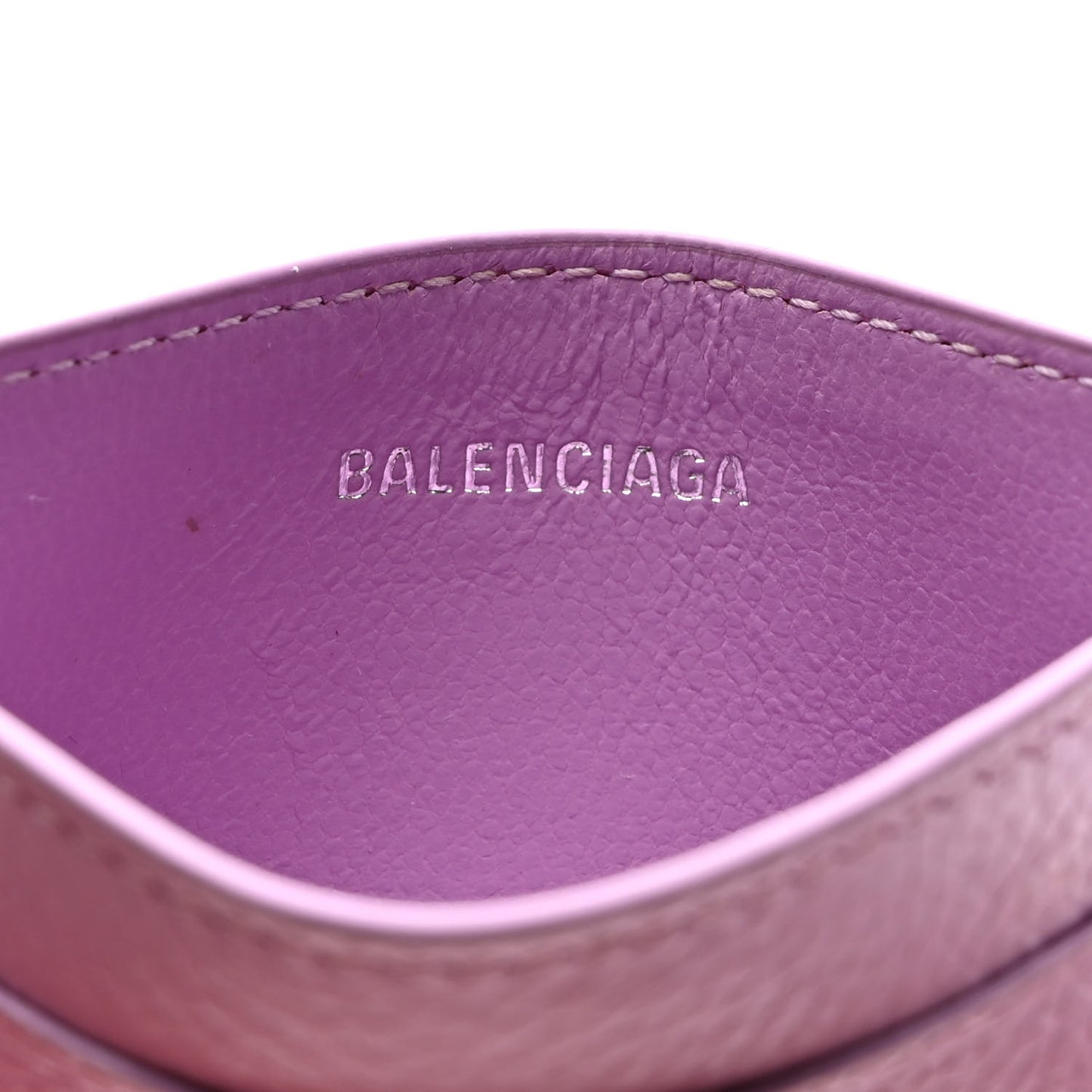 Grained Calfskin Logo Cash Rounded Card Holder Lilac Black