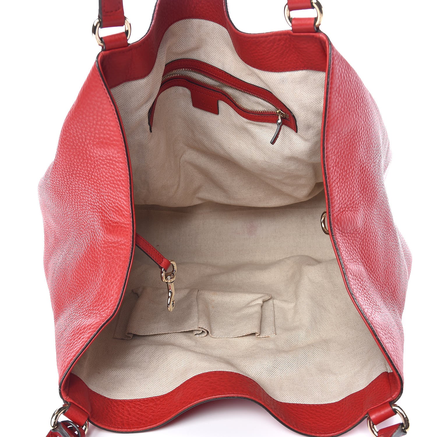 Gucci Pebbled Calfskin Large Soho Shoulder Bag Red 5 of 13