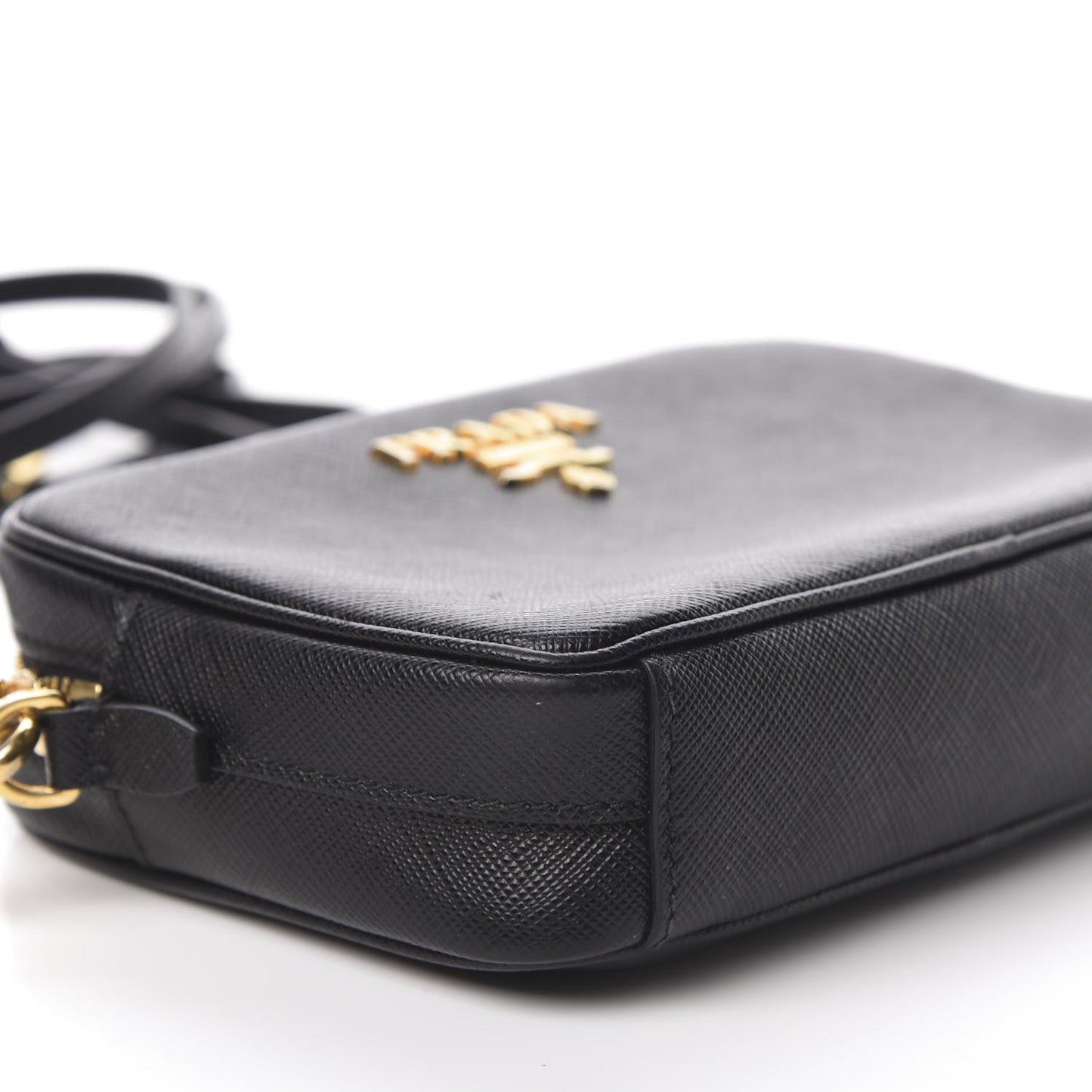 Saffiano Lux Small Camera Crossbody Bag Black