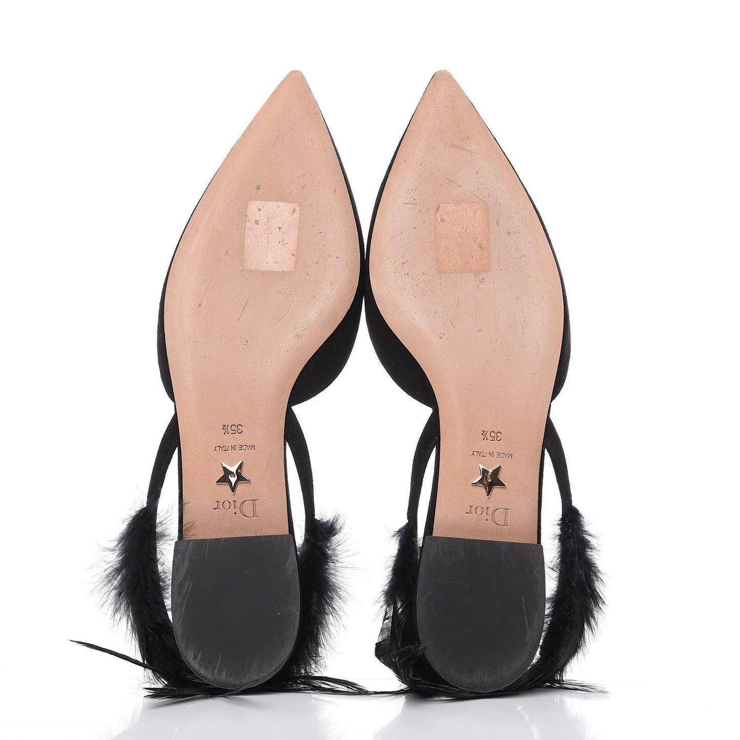 Suede Feather Dior Ethnie Flats 35.5 Black