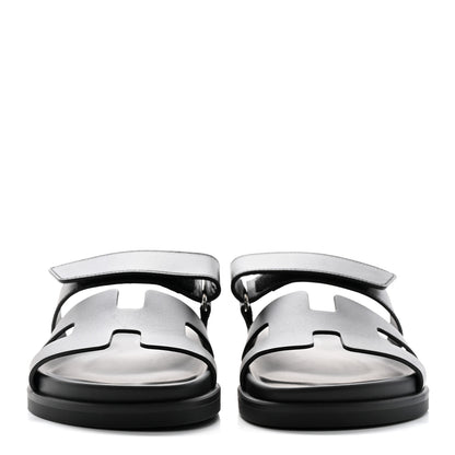 Hermes Calfskin Womens Chypre Sandals 36.5 Black 2 of 11