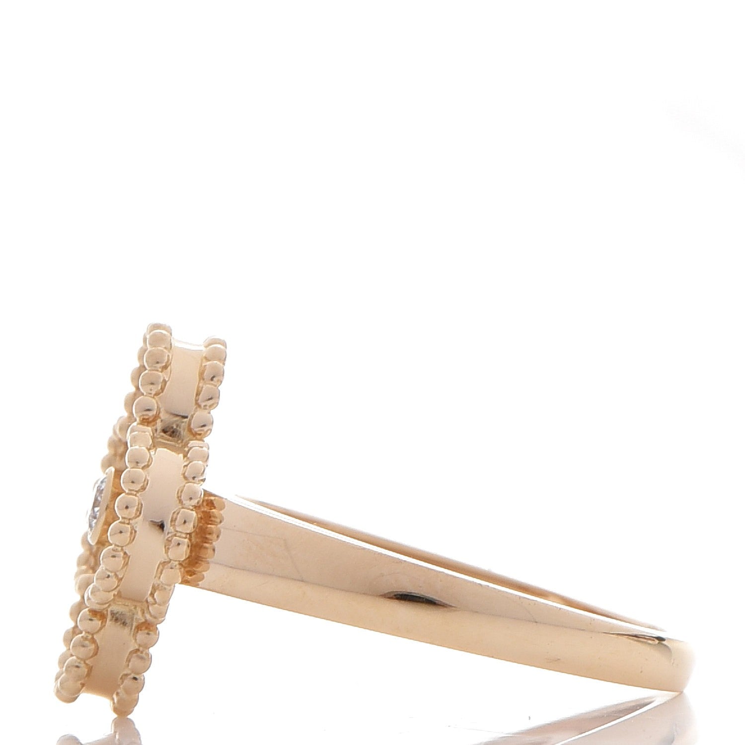 Van Cleef & Arpels 18K Yellow Gold Diamond Vintage Alhambra Ring 53 6.25 3 of 5