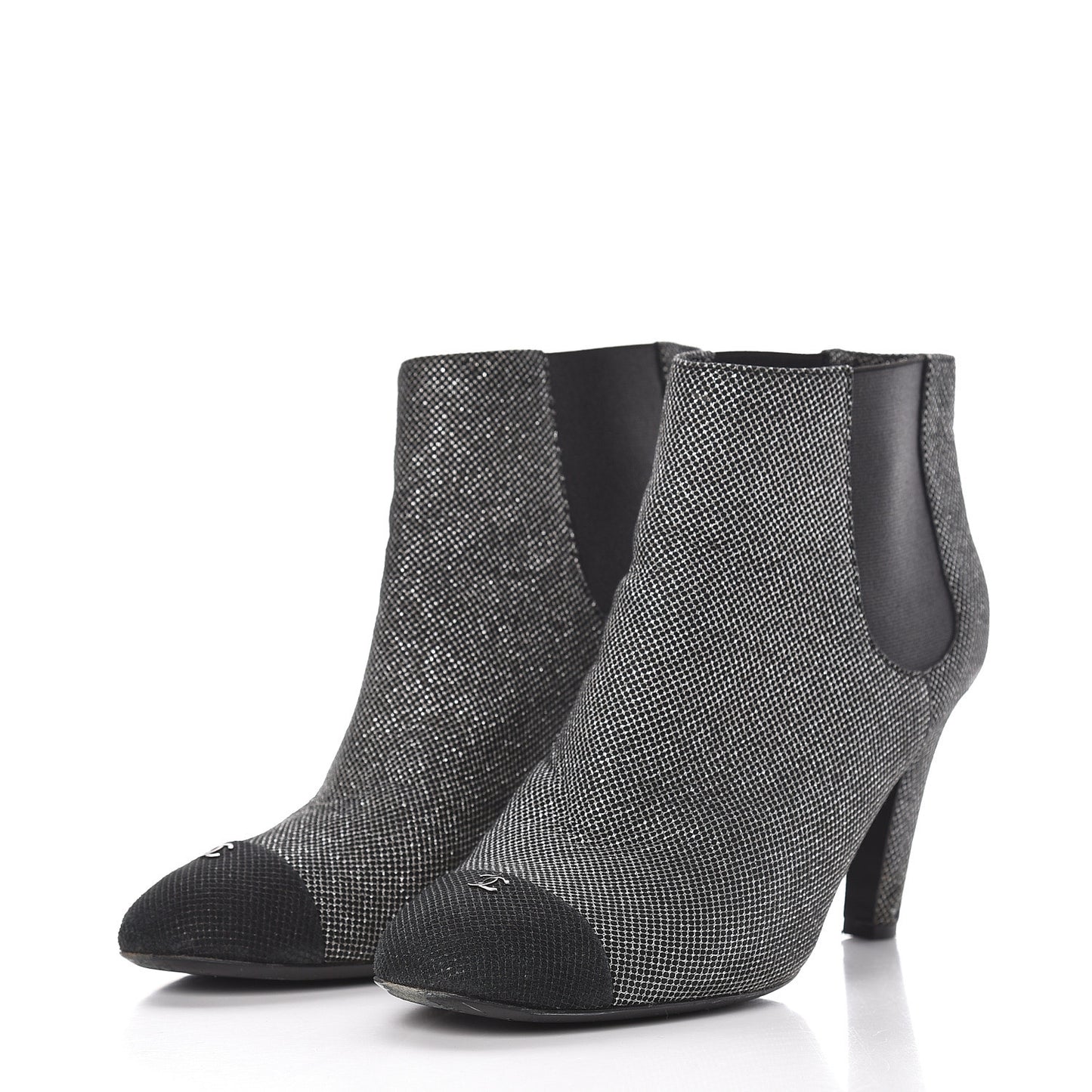 Mesh CC Cap Toe Ankle Boots 42 Argent Black