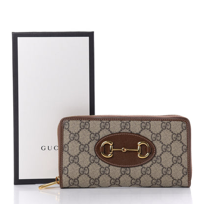 Gucci GG Supreme Monogram Azalea Calfskin Horsebit 1955 Zip Around Wallet Beige Ebony Brown Sugar 10 of 10