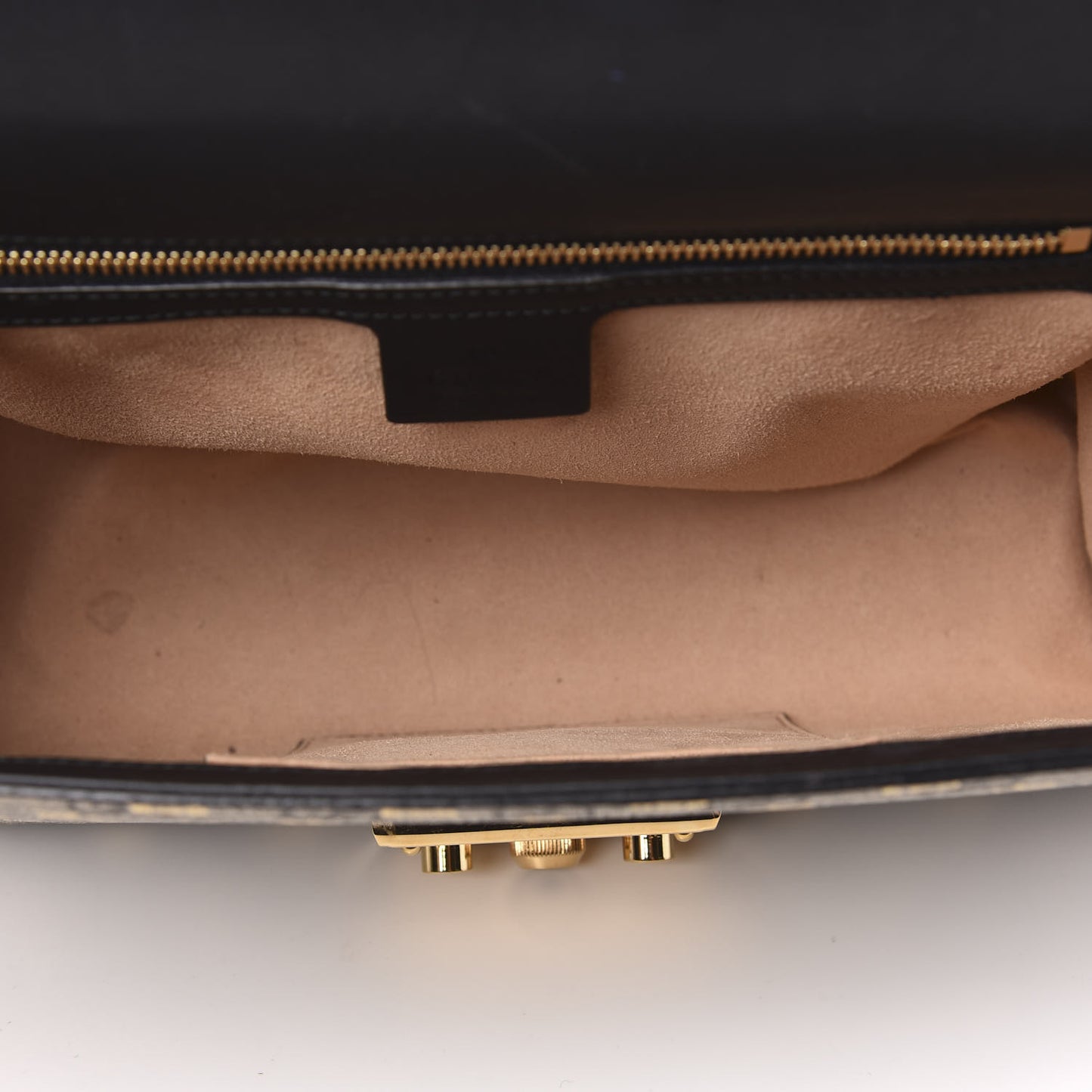 GG Supreme Monogram Bees Medium Padlock Shoulder Bag Beige Oro Black