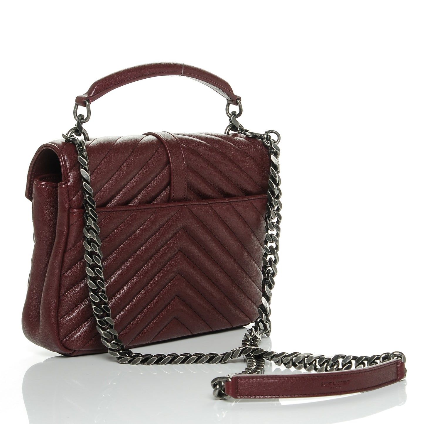 Sheepskin Matelasse Chevron Monogram Medium College Bag Rouge Legion