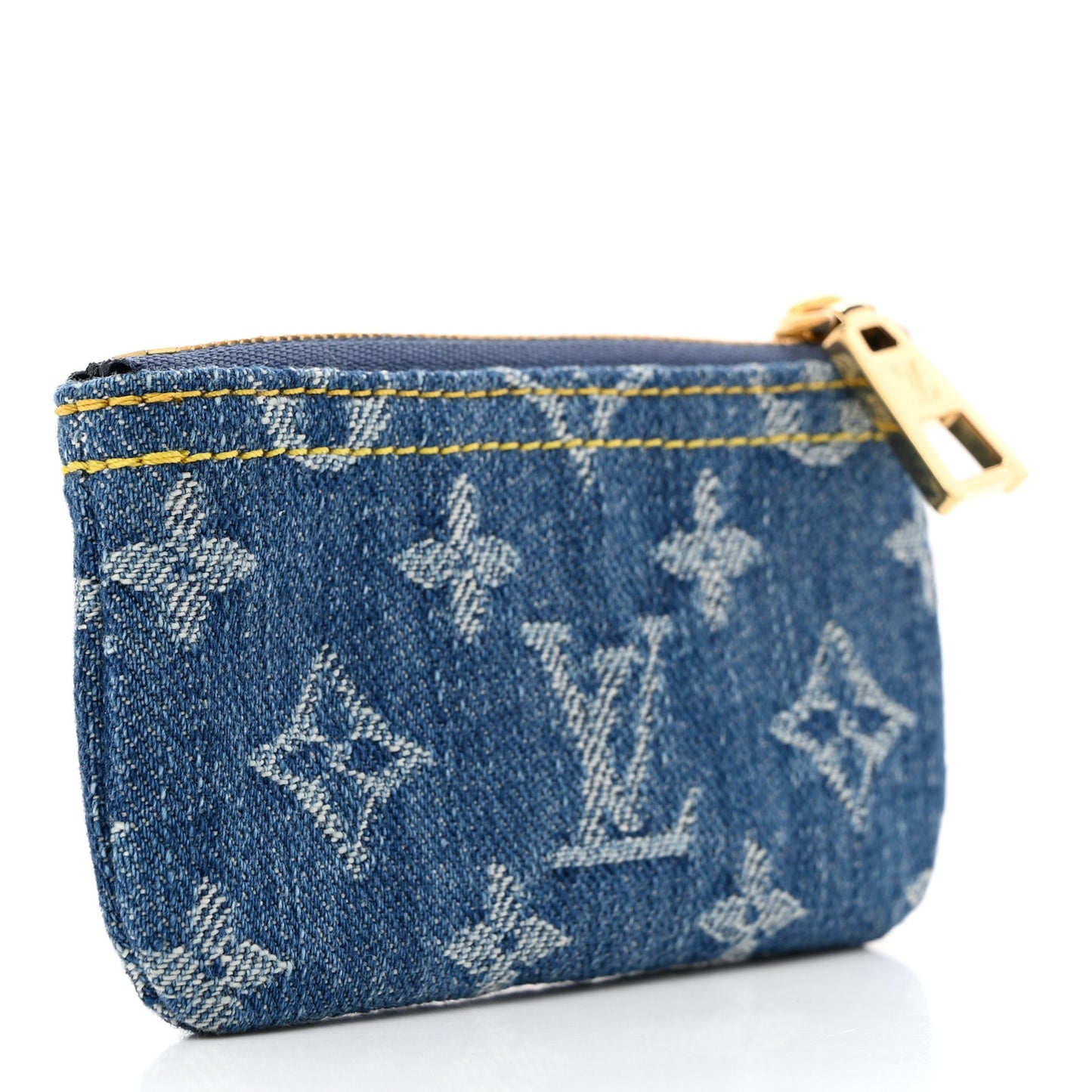 Monogram Denim Key Pouch Denim Blue