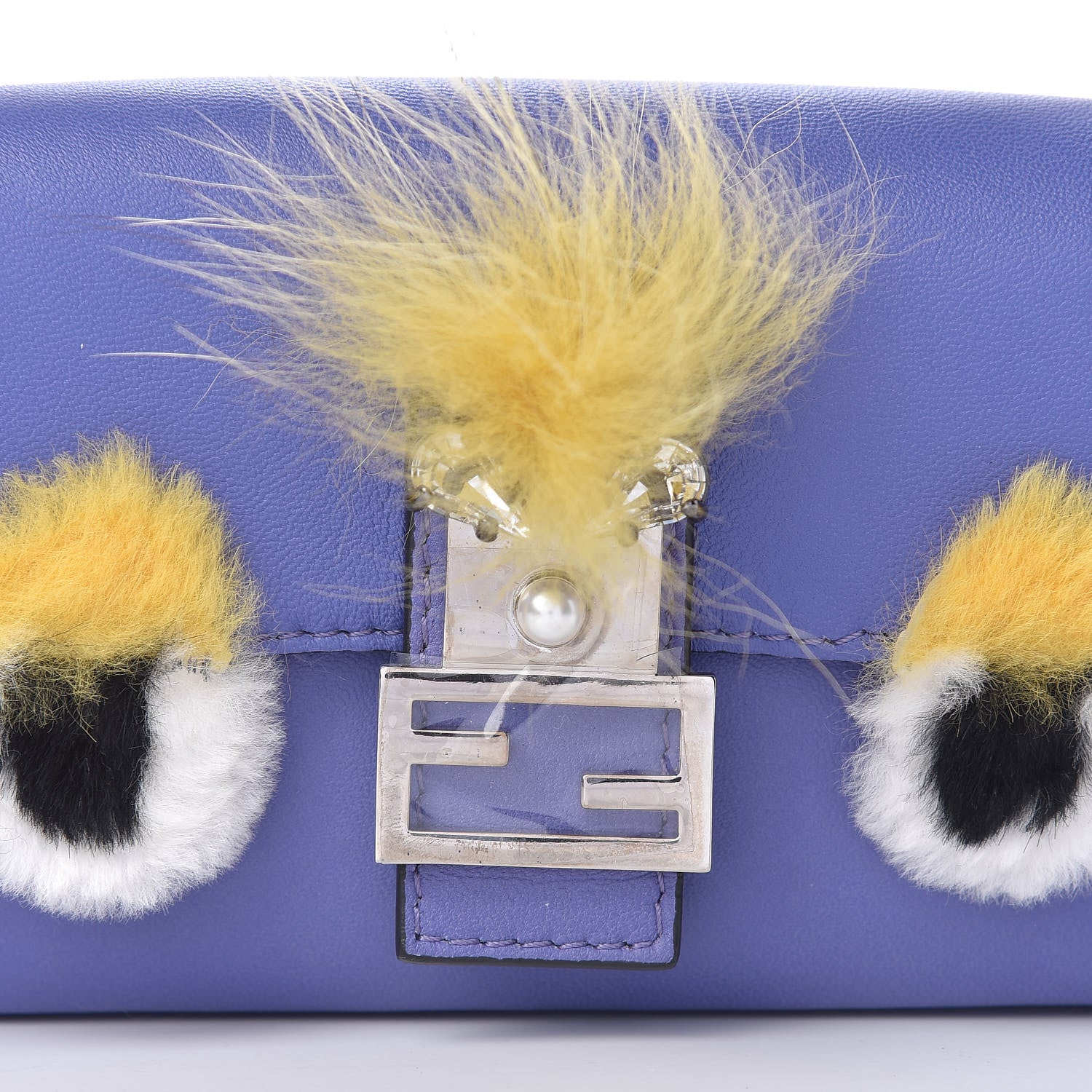 Fendi Nappa Rabbit Fox Fur Micro Buggie Baguette Cassis Giallo Multicolor 8 of 11