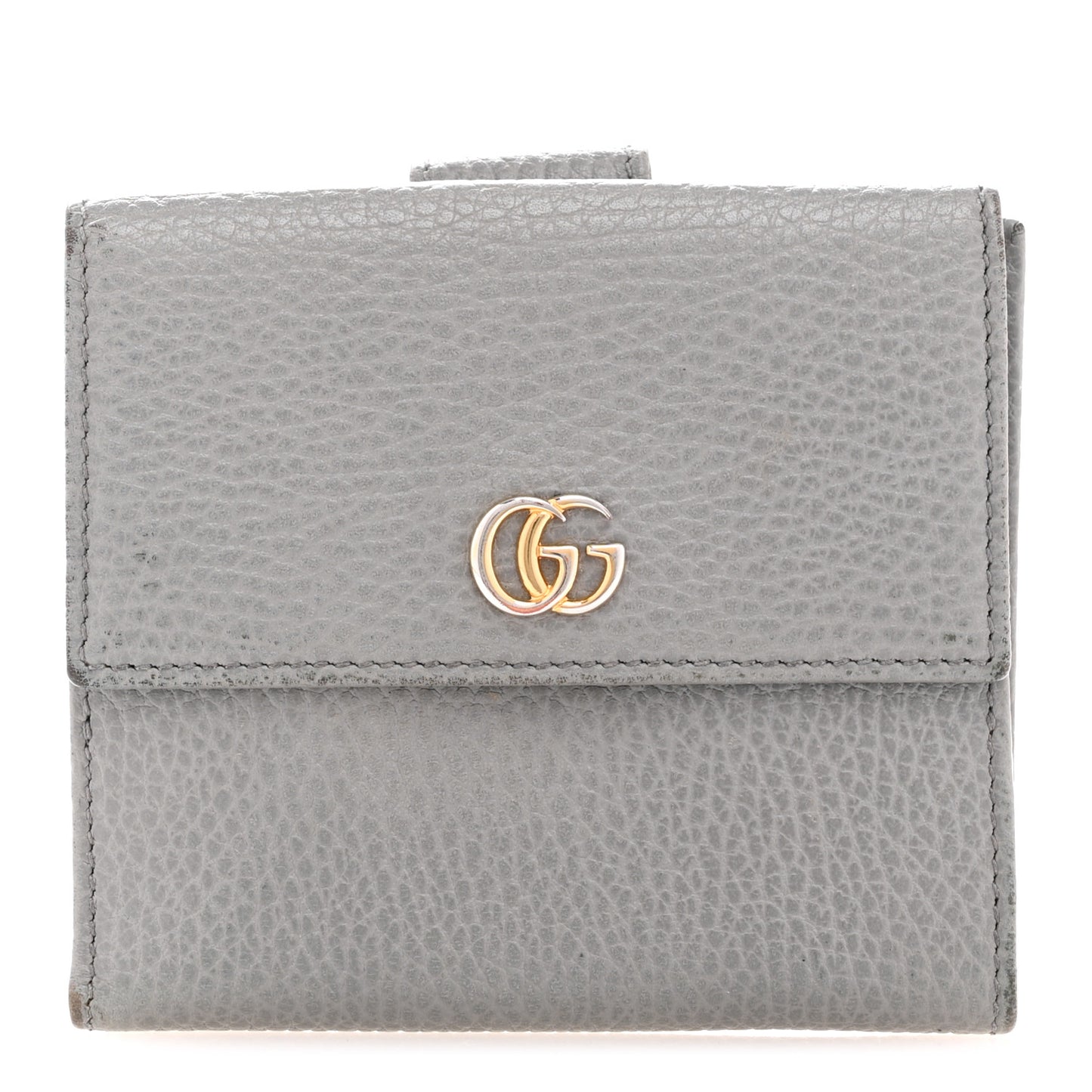 Dollar Calfskin Double G French Flap Wallet Grey