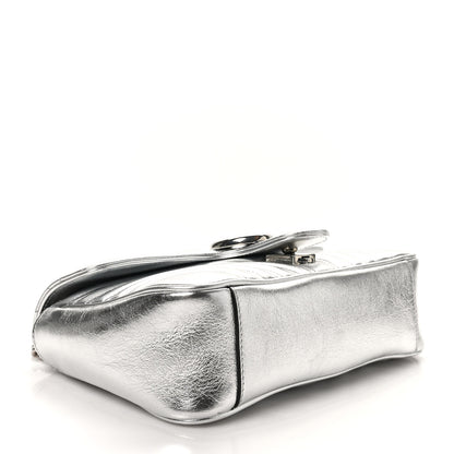 Gucci Metallic Calfskin Matelasse Small GG Marmont Shoulder Bag Silver 4 of 10