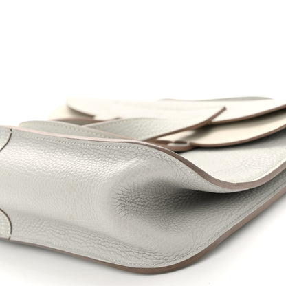 Hermes Taurillon Clemence Halzan 31 GM Gris Perle 9 of 11