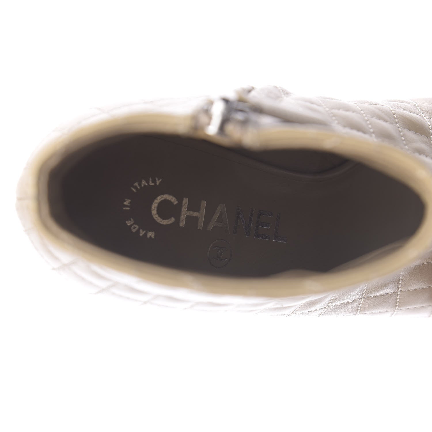 Chanel Calfskin Quilted Patent Short Boots 35.5 Beige Black 9 of 11