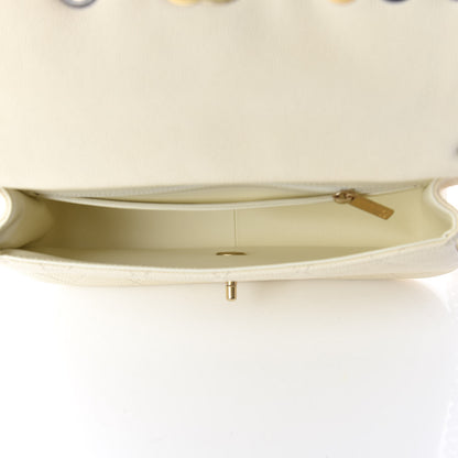 Chanel Caviar Quilted Grommet Embellished Piercing Chic Flap Bag Ivory 5 of 10