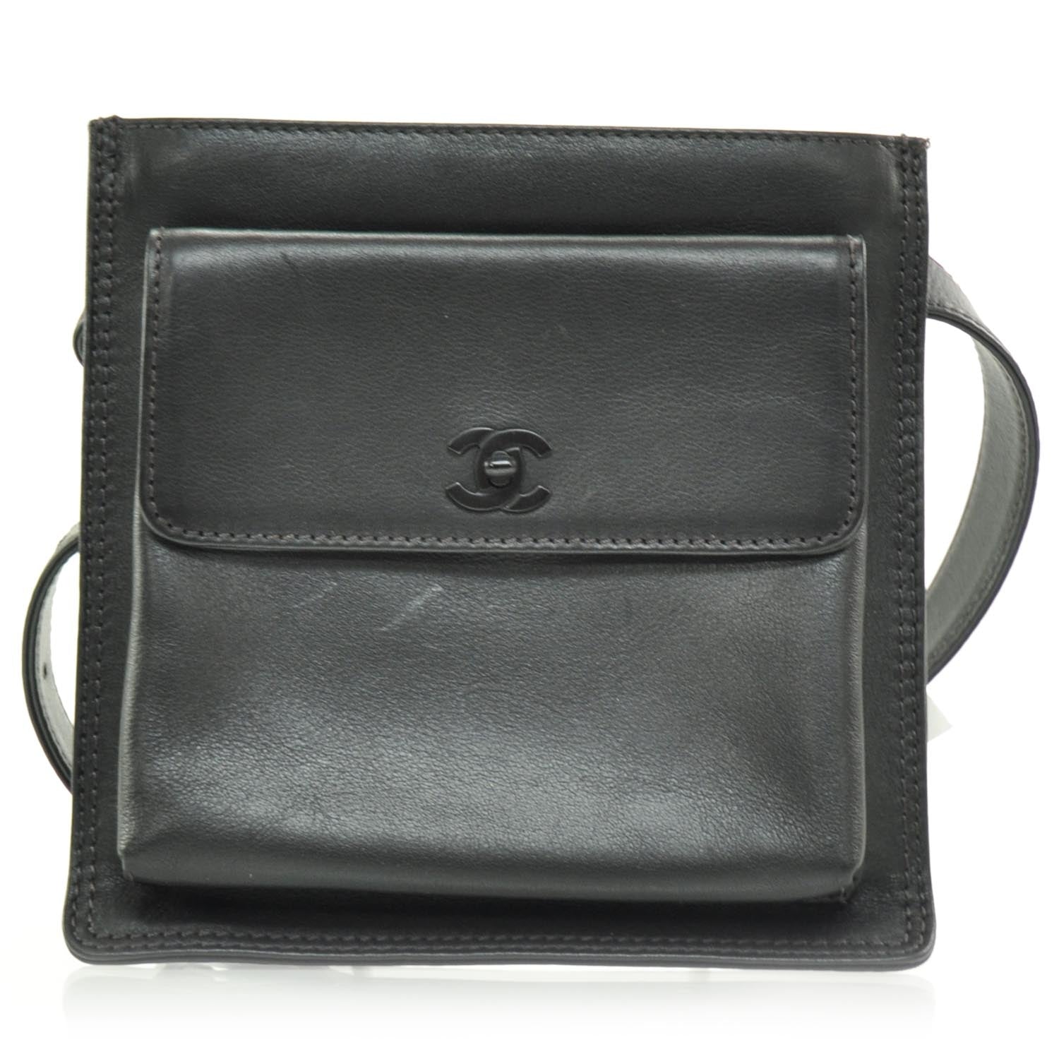 Chanel Lambskin Flap Belt Bag 80 32 Black 1 of 9