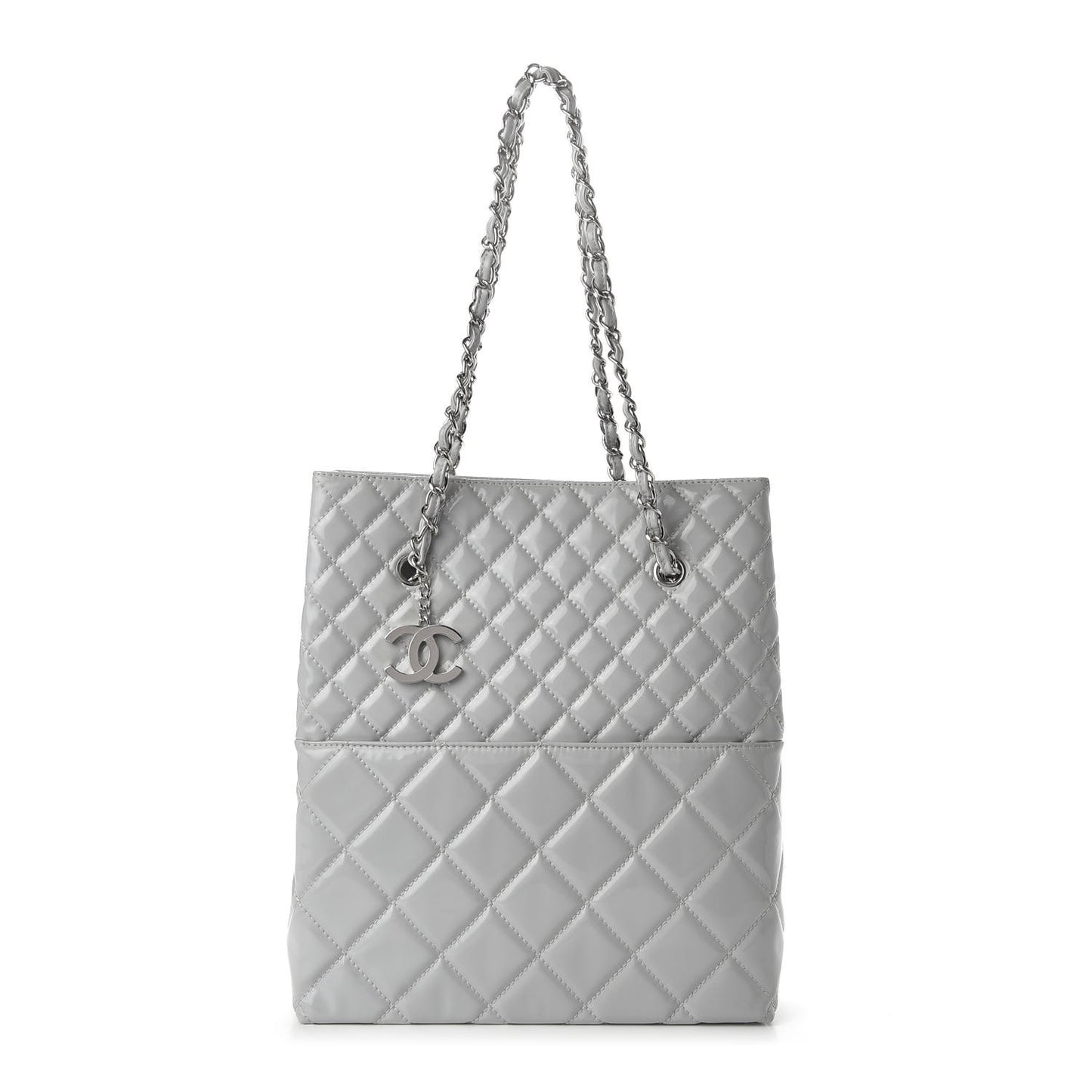 Vinyl Quilted In The Business North South Tote Light Grey