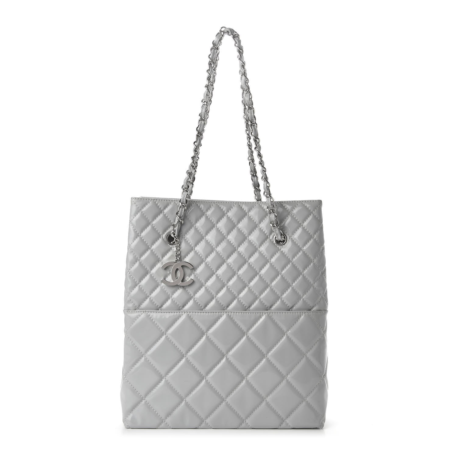 Chanel Vinyl Quilted In The Business North South Tote Light Grey 1 of 10