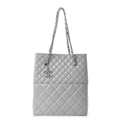 Chanel Vinyl Quilted In The Business North South Tote Light Grey 1 of 10