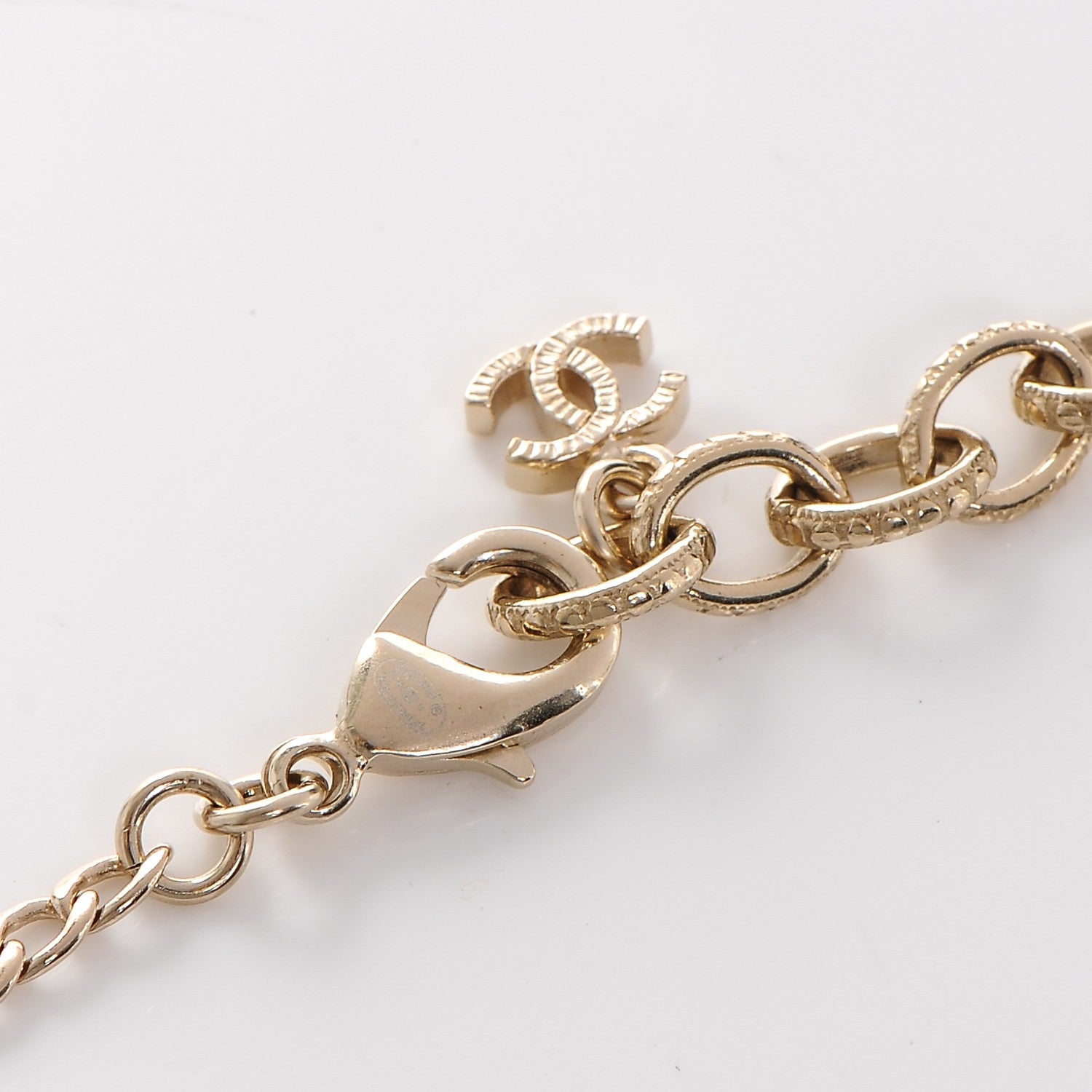 Chanel Crystal Eye Heart CC Charm Necklace Gold Silver 4 of 4