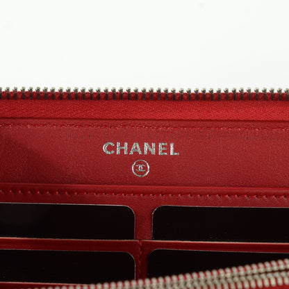 Chanel Alligator Large Gusset Zip Around Wallet Red 6 of 8
