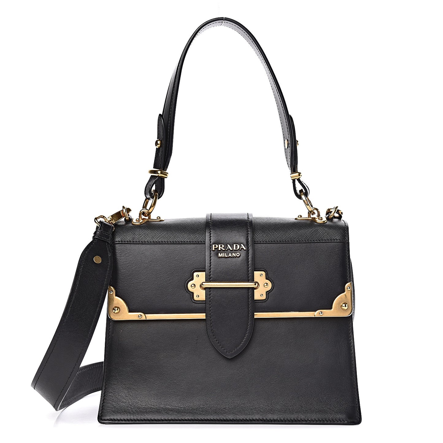 City Calfskin Saffiano Cahier Top Handle Bag Black